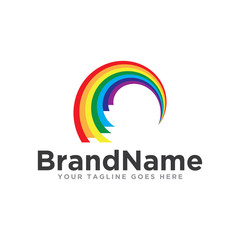 Rainbow logo icon vector. Beautiful rainbow logo template.