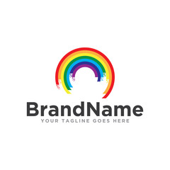 Rainbow logo icon vector. Beautiful rainbow logo template.