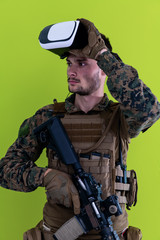 soldier virtual reality green background