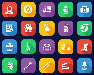 Firefighter Or Firefighter Equipment Flat Design Set Big
