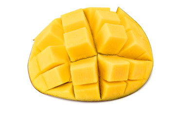 sliced mango isolated on white background. healthy food