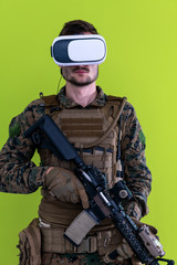 soldier virtual reality green background