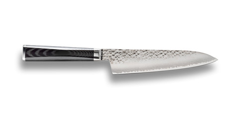 Japanese gyuto knife on white background with clipping path
