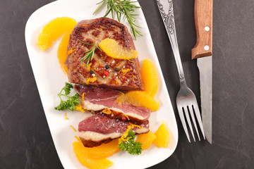grilled duck breast with orange and herbs