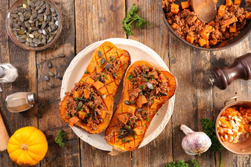 baked butternut with beef and vegetable