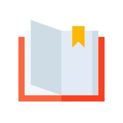 Open book with bookmark, flat style icon