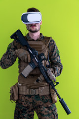 soldier virtual reality green background
