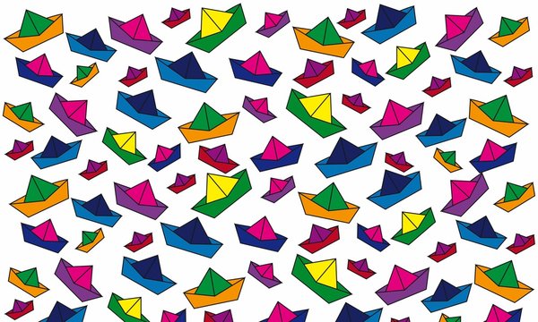Fondo con barquitos de papel.
