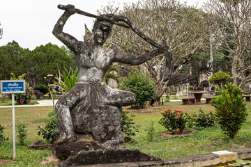 Buddha statues in the buddha park in Vientiane, Laos.