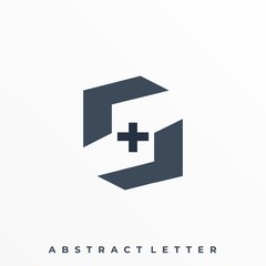 Obraz premium Plus And Letter S Illustration Vector Template.