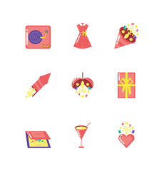 Isolated party icon set vector design