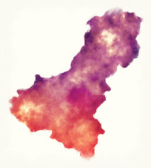 Dhawalagiri administrative zone watercolor map of Nepal