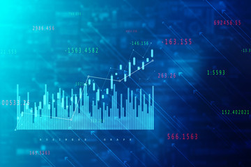 2d rendering Stock market online business concept. business Graph 
