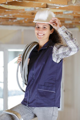 female electrician looking at camera