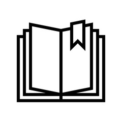 Open book with bookmark, line style icon