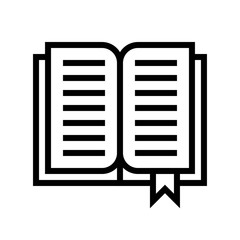 Open book with bookmark, line style icon