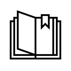 Open book with bookmark, line style icon