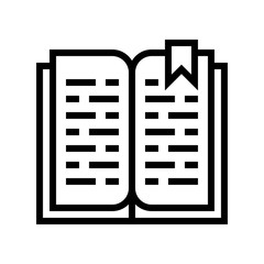 Open book with bookmark, line style icon