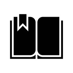 Open book with bookmark, solid style icon