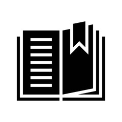 Open book with bookmark, solid style icon