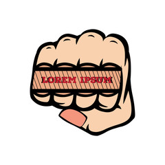 Hand, fist punching or hitting. Comic pop art, symbol. Vector illustration