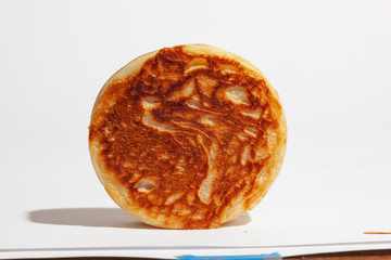 Outside of English muffin Close up.