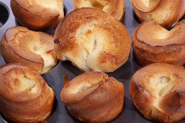 Popovers are light rolls made with an egg batter.