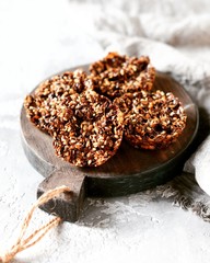 Energy cookies (from sesame seeds, flax seeds and other cereals)