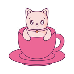 Obraz na płótnie Canvas Cute cat cartoon inside coffee mug vector design