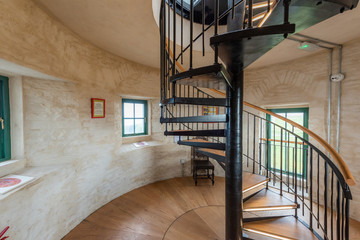 spiral stairs inside of tower