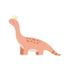 Prehistoric dinosaur vector illustration. Hand drawn Brontosaurus dinosaur. Isolated.