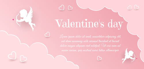 Happy Valentine's Day card.Valentine's day card. Valentines Day background, Valentine's day banners, Valentine's Day flyer, vector banner. Vector paper art illustration.