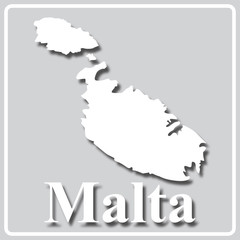 gray icon with white silhouette of a map Malta