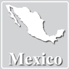 gray icon with white silhouette of a map Mexico