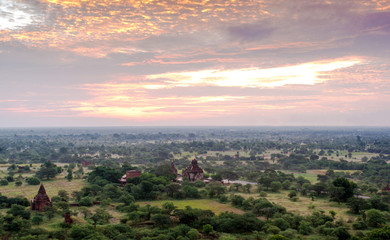 Beautiful scenery of Bagan is an ancient city in central Myanmar in sunrise time, This temple town is one of Myanmar’s main attractions