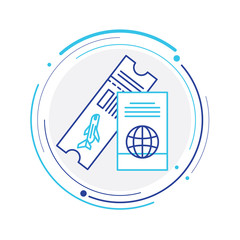 Flight ticket outline icon stock illustration