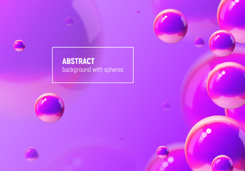Abstract background with purple balls flying in perspective for science and business wallpaper