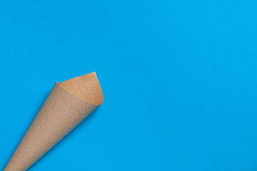  kraft paper bag on a blue background with a place for inscription