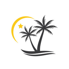 Fototapeta na wymiar Palm logo template design vector. beach , sea