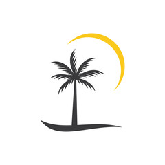 Palm logo template design vector. beach , sea