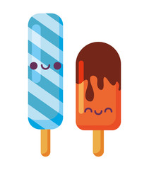 kawaii popsicles cartoons vector design