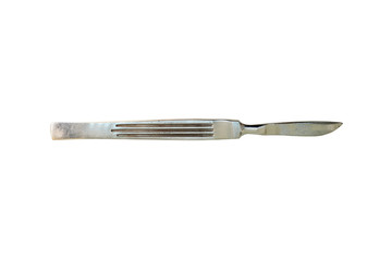 Old medical scalpel isolated on a white background