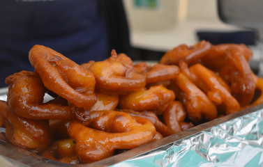 Close up of jalebi at sweet shop