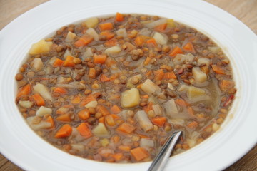 delicious freshly made lentil soup