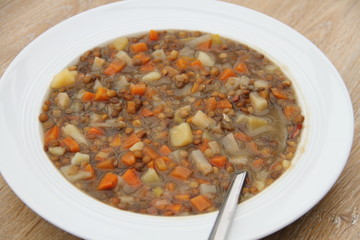delicious freshly made lentil soup