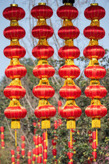 Red chinese lanterns hanged for the chinese new year in China