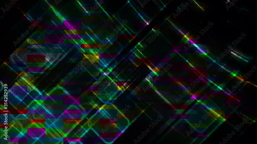 Poster computer generated glitch. 3d rendering video error, pixel multi-colored zigzags noise