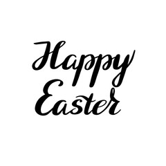 Hand drawn Happy Easter calligraphy and brush pen lettering isolated.  Best decoration for spring holiday greeting card and invitation of the happy Easter day, poster, banner template lettering