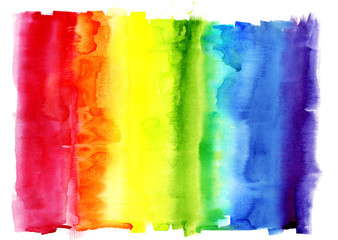 Naklejka premium Abstract rainbow watercolor hand painted texture