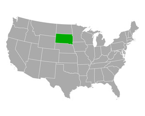Karte von South Dakota in USA